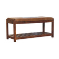 Buffalo Slatted Hallway Bench – Handmade Solid Wood Entryway Bench with Storage Shelf