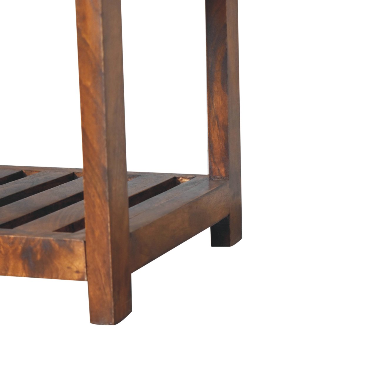 Buffalo Slatted Hallway Bench – Handmade Solid Wood Entryway Bench with Storage Shelf