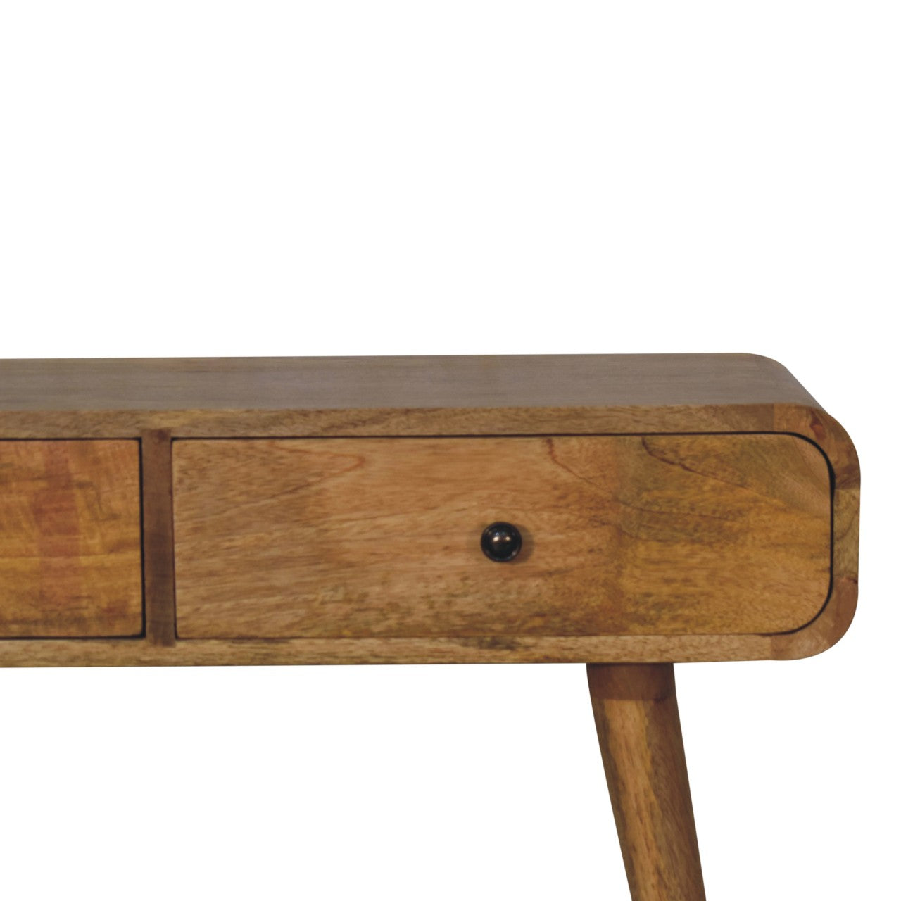 Oak-ish Curved Hallway Table - 2 Drawers From Solid Wood