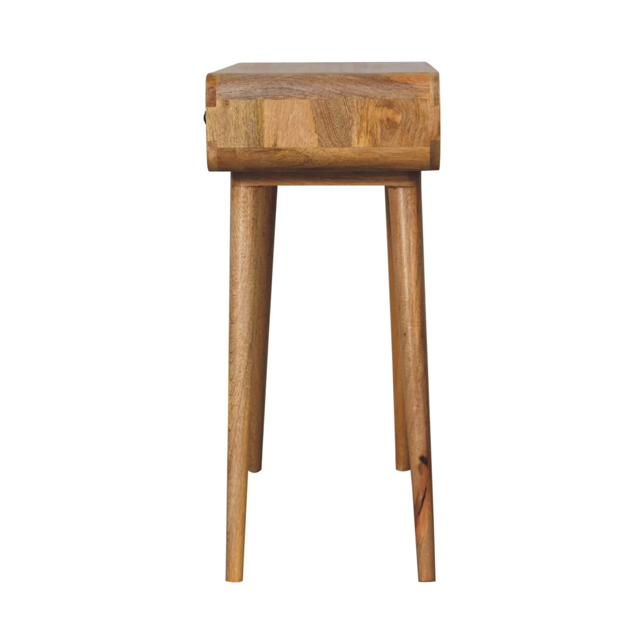 Oak-ish Curved Hallway Table - 2 Drawers From Solid Wood