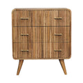 T-bar Ridged Chest of 3 Drawers - Fluted Solid Wood Danish Design