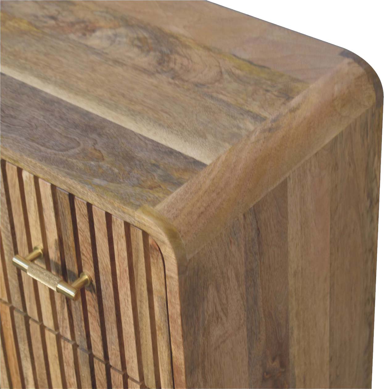 T-bar Ridged Chest of 3 Drawers - Fluted Solid Wood Danish Design