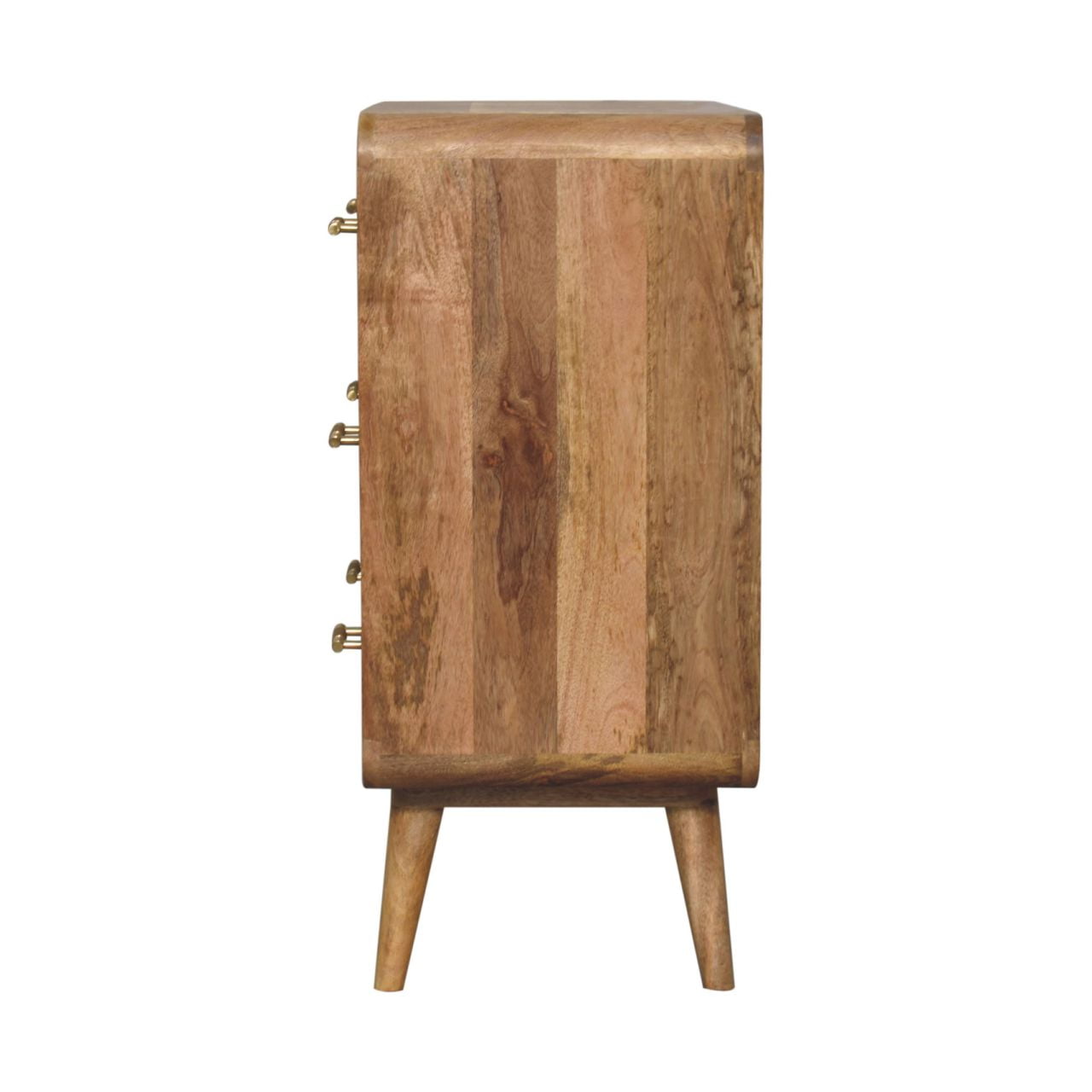 T-bar Ridged Chest of 3 Drawers - Fluted Solid Wood Danish Design
