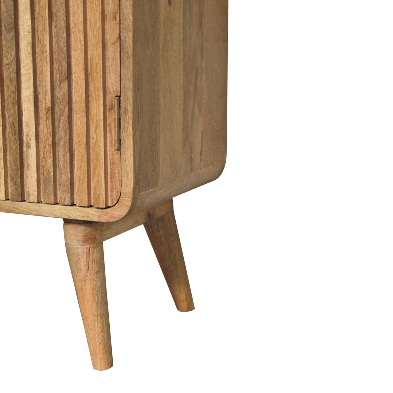 T-bar Ridged Cabinet – Handcrafted Solid Mango Wood Storage Unit with Brass Handles