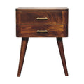 Chestnut T-Bar Nordic Bedside With 2 Drawers From Solid Wood