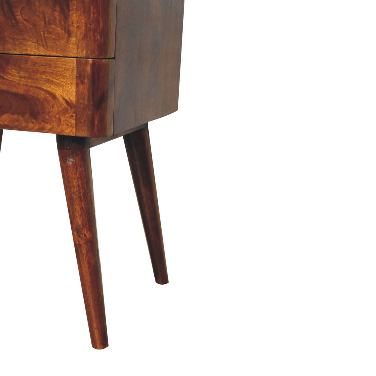 Chestnut T-Bar Nordic Bedside With 2 Drawers From Solid Wood