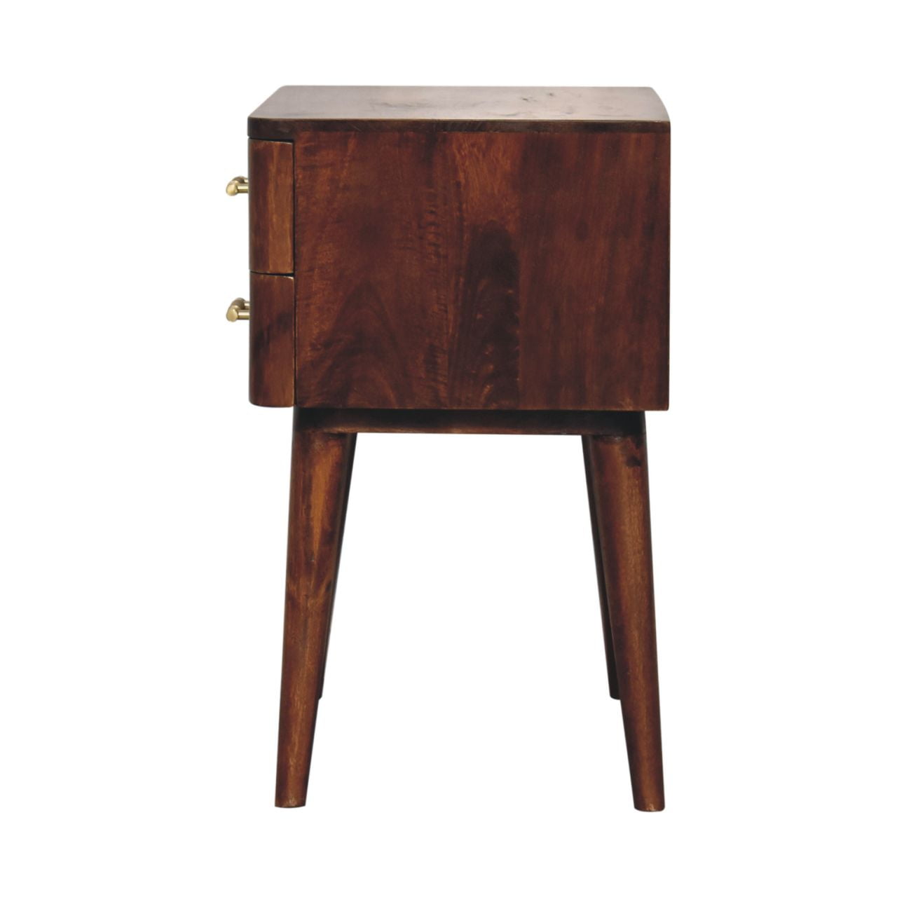 Chestnut T-Bar Nordic Bedside With 2 Drawers From Solid Wood