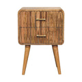 T-bar Ridged Bedside With 2 Drawers - Solid Wood Structure