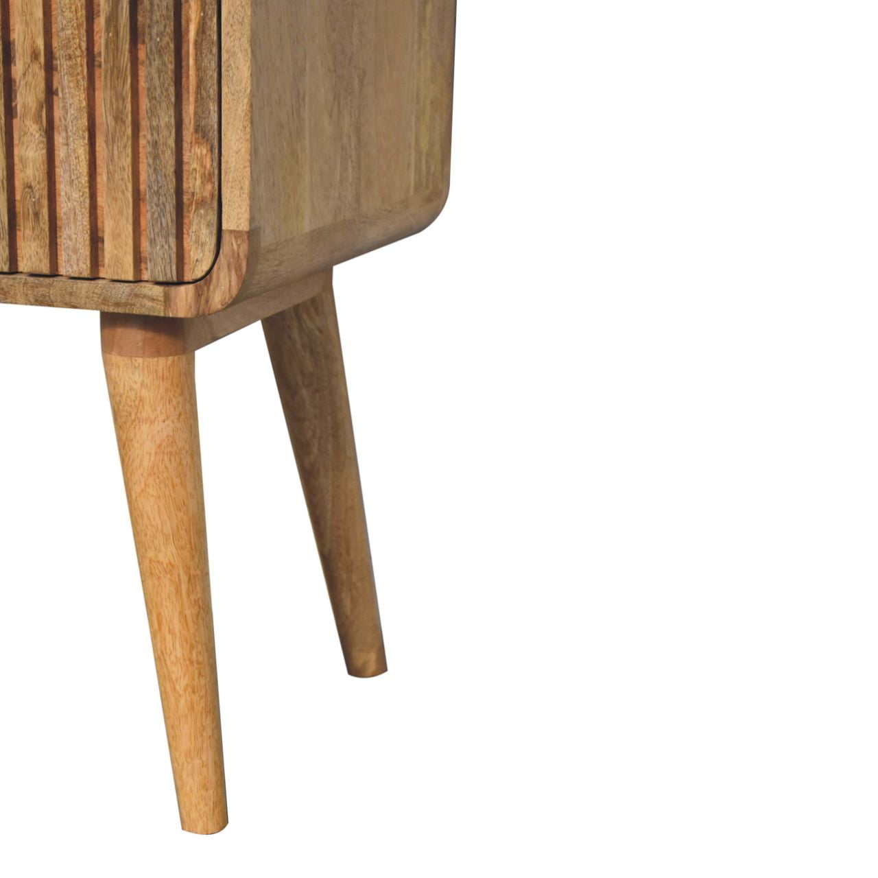 T-bar Ridged Bedside With 2 Drawers - Solid Wood Structure