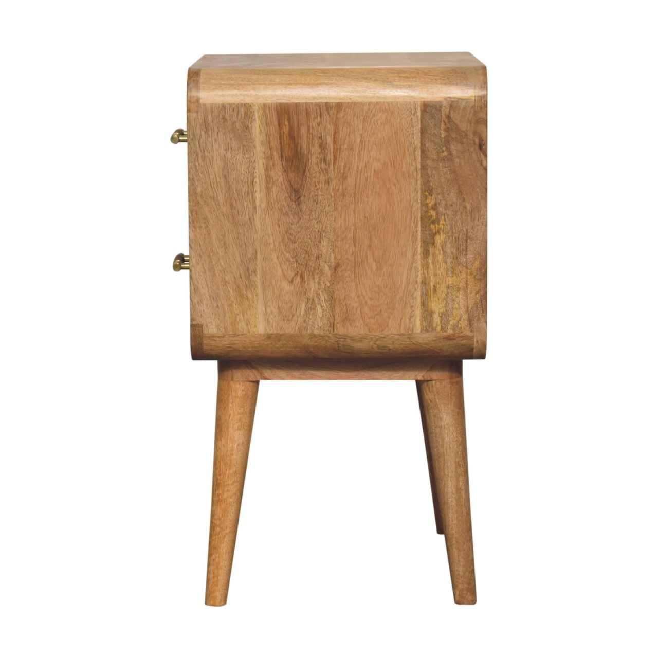 T-bar Ridged Bedside With 2 Drawers - Solid Wood Structure