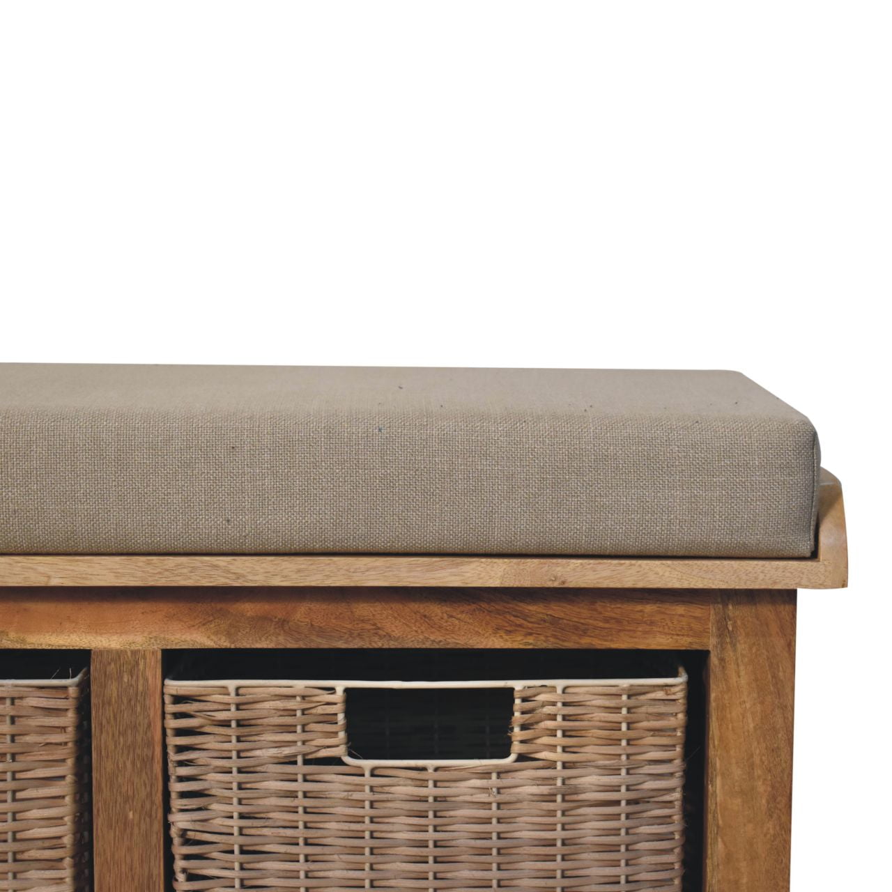 Rattan Basket Linen Bench With 2 Storage Boxes & Seat