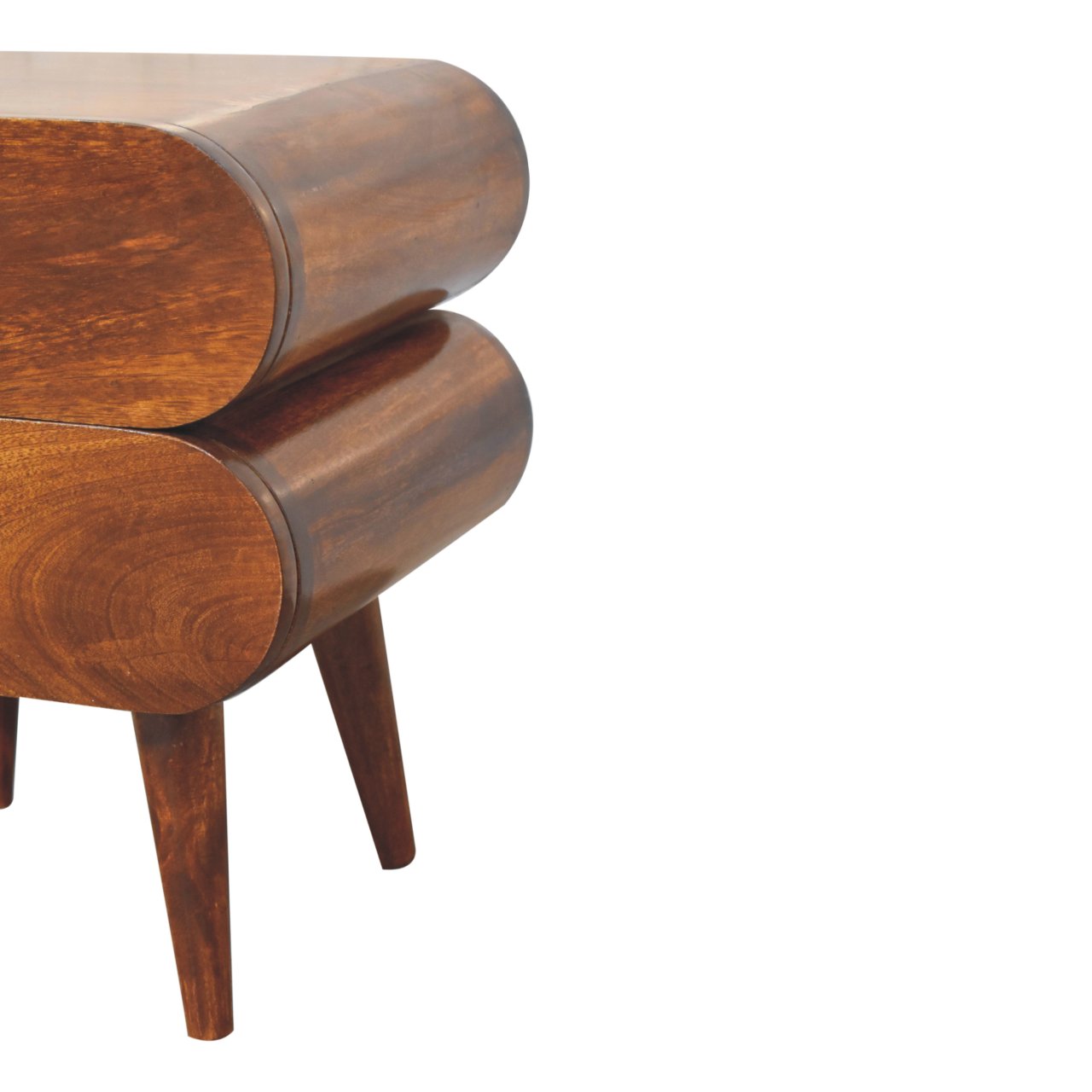 Bubble Chestnut Bedside with 2 drawers - handmade Solid Wood Furniture