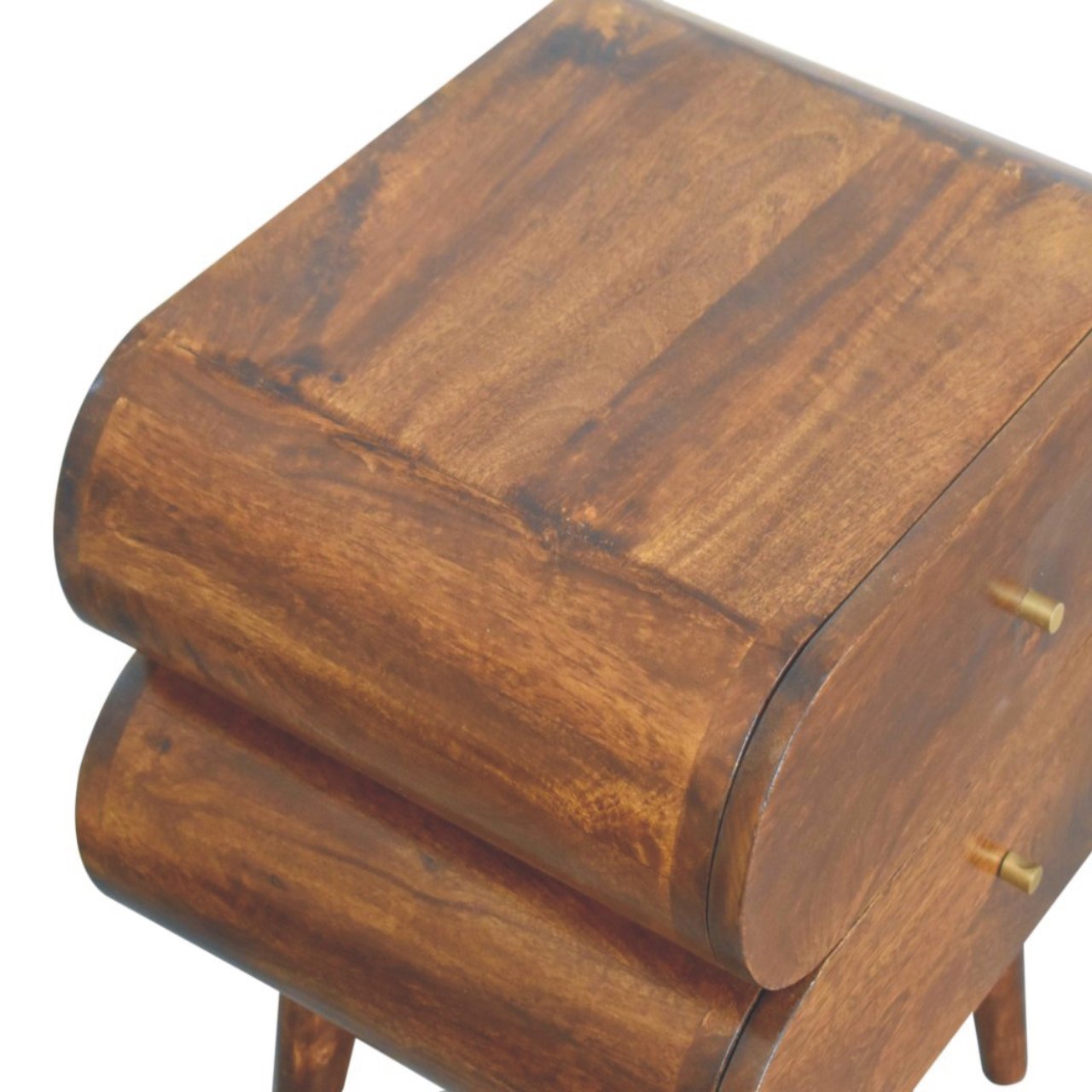 Bubble Chestnut Bedside with 2 drawers - handmade Solid Wood Furniture