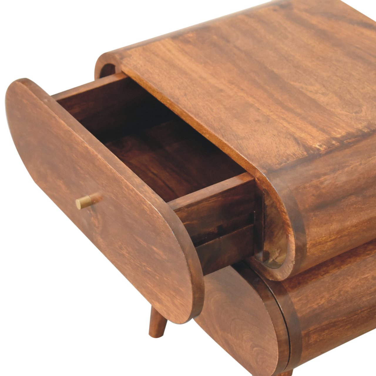 Bubble Chestnut Bedside with 2 drawers - handmade Solid Wood Furniture