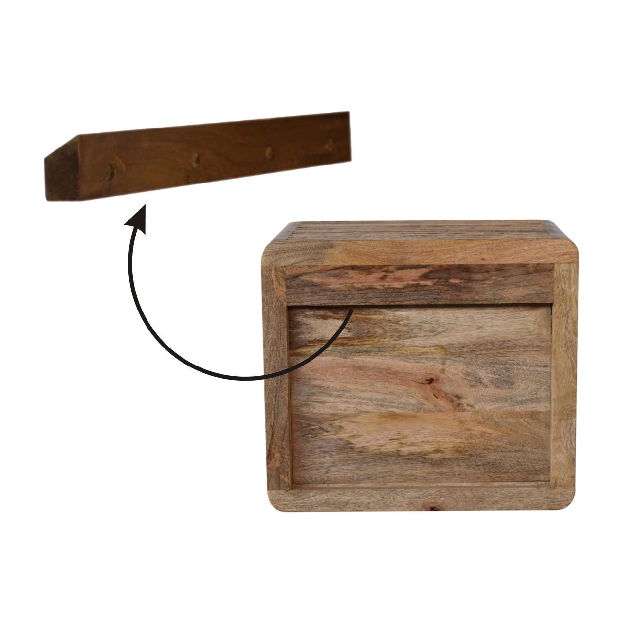 Soba Wall Mounted Bedside With 2 Shelf - Solid Wood