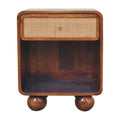Chestnut Open Woven Bedside Handcrafted With Drawer and Shelf