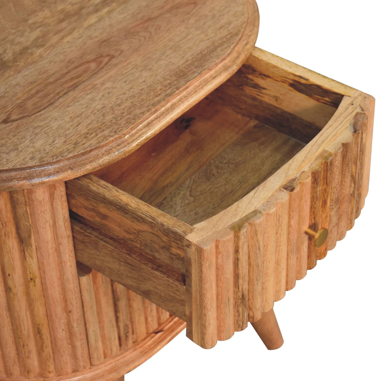 Soba Nordic Bedside 2-Drawer - Solid Mango Wood in Oak-ish Finish