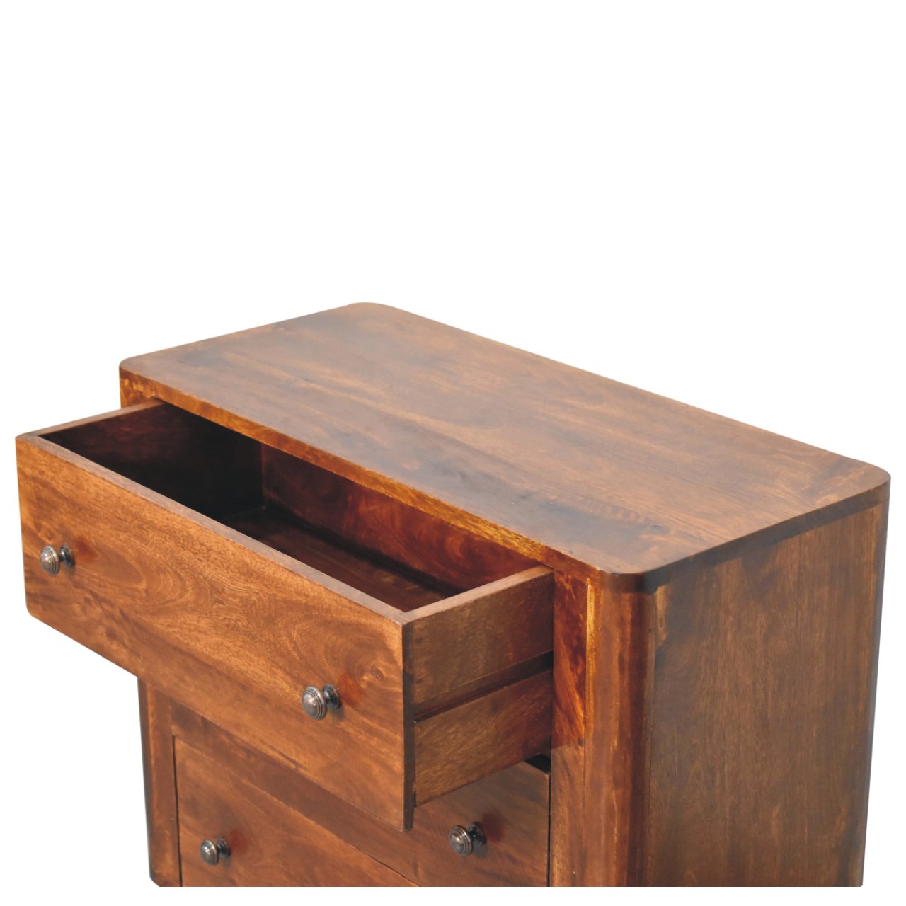 Bera Chest Of 3 Drawers - Solid Mango Wood Chestnut Storage Unit with Brass Knobs