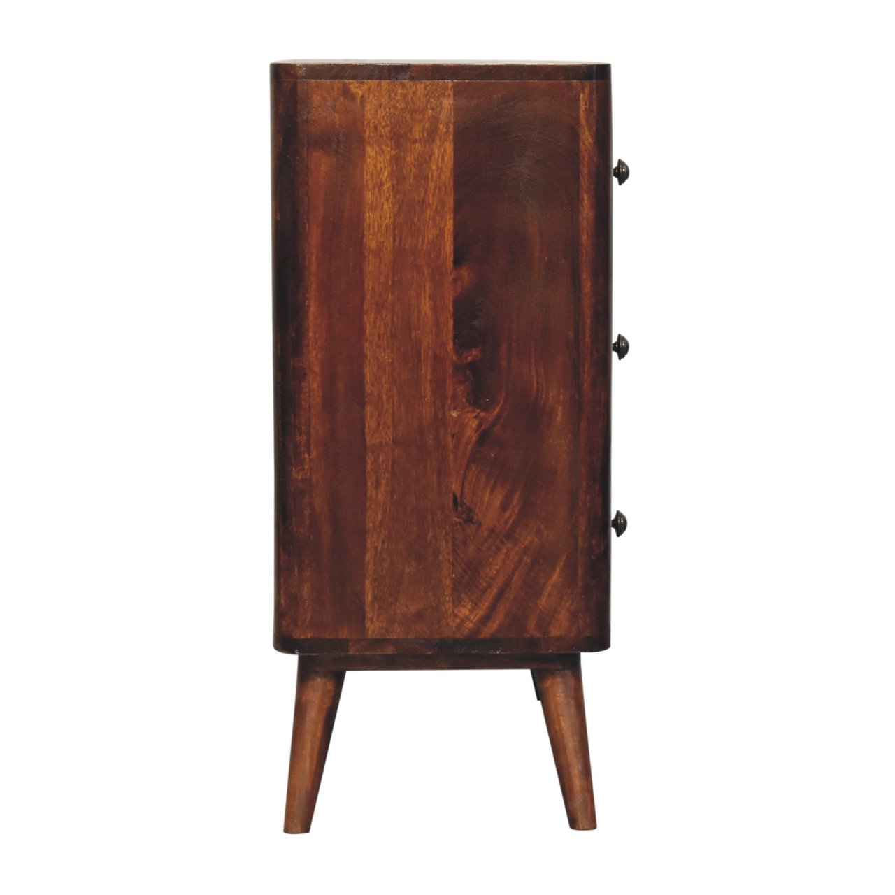 Bera Chest Of 3 Drawers - Solid Mango Wood Chestnut Storage Unit with Brass Knobs