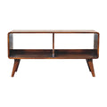 Curved Chestnut Double Slot Media Unit - Solid Mango Wood 100cm