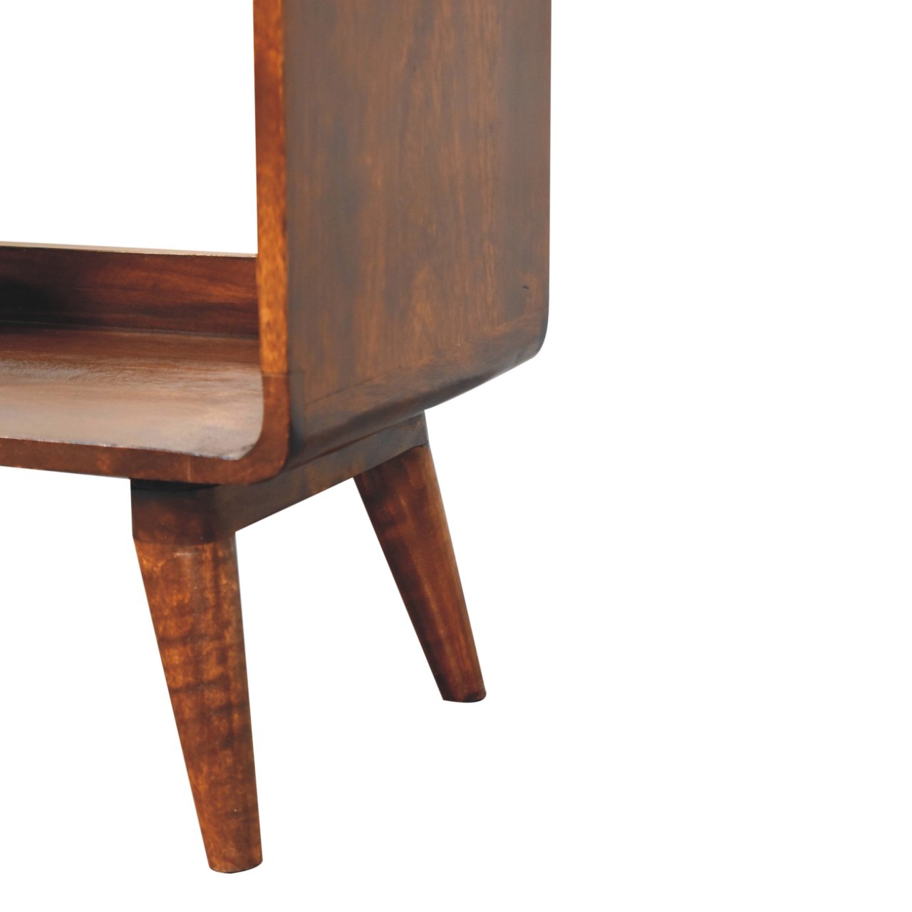 Curved Chestnut Double Slot Media Unit - Solid Mango Wood 100cm