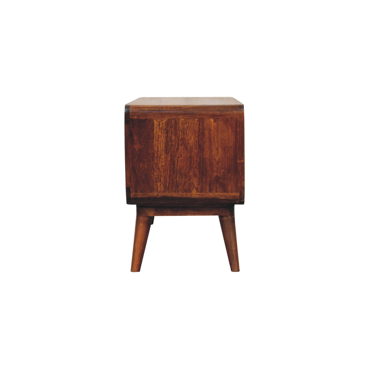 Curved Chestnut Double Slot Media Unit - Solid Mango Wood 100cm