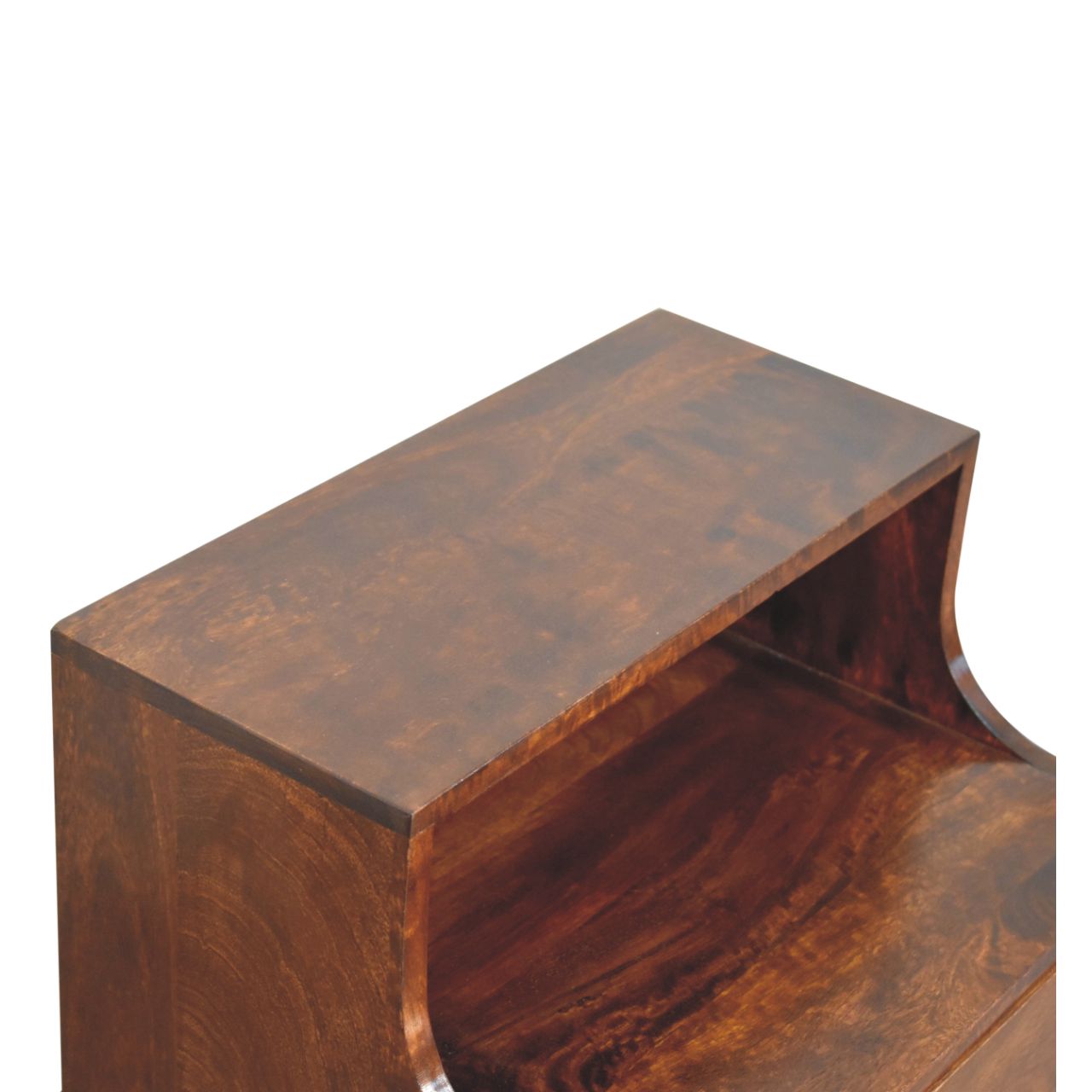 T-bar Raised Back Bedside - 1 Drawer and Shelf