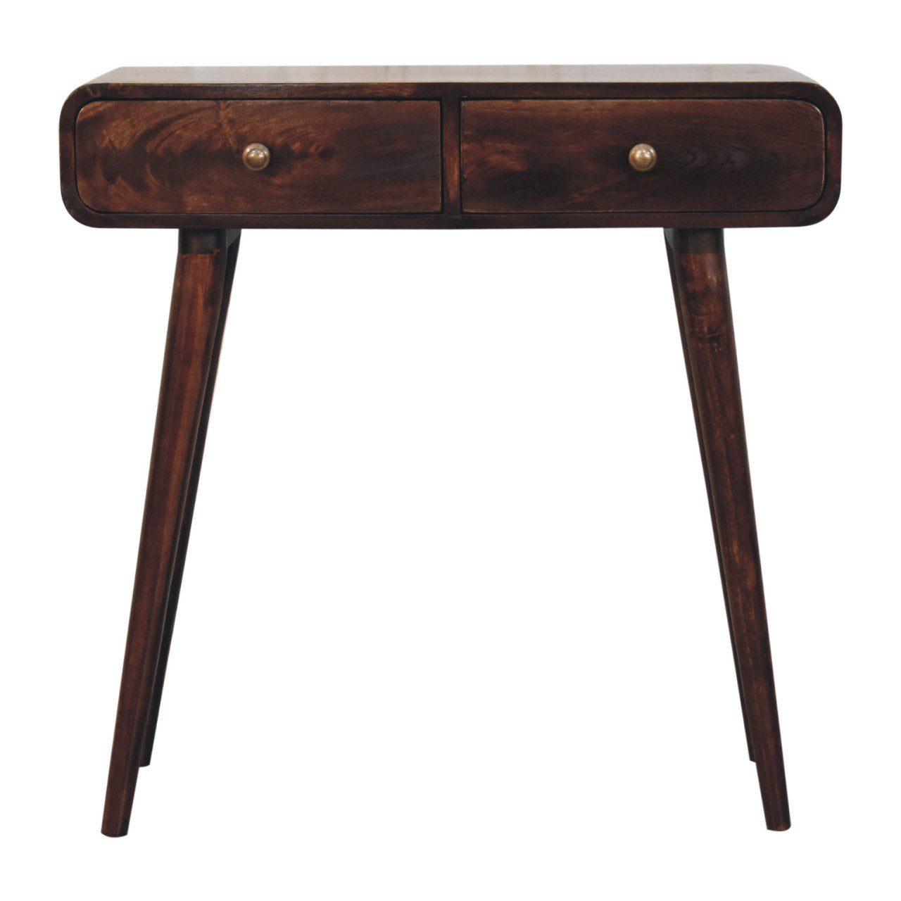 Walnut Curved Hallway Table - 2 Drawers From Solid Wood