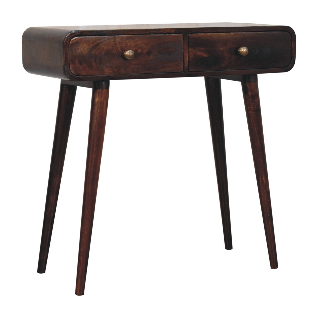 Walnut Curved Hallway Table - 2 Drawers From Solid Wood