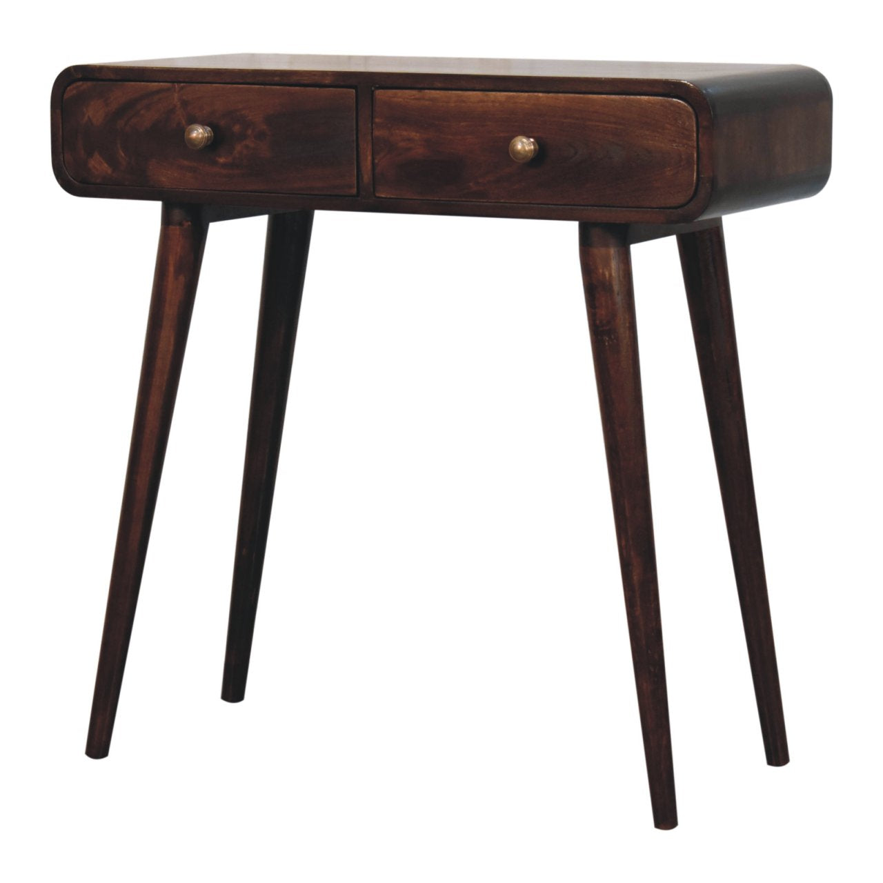 Walnut Curved Hallway Table - 2 Drawers From Solid Wood