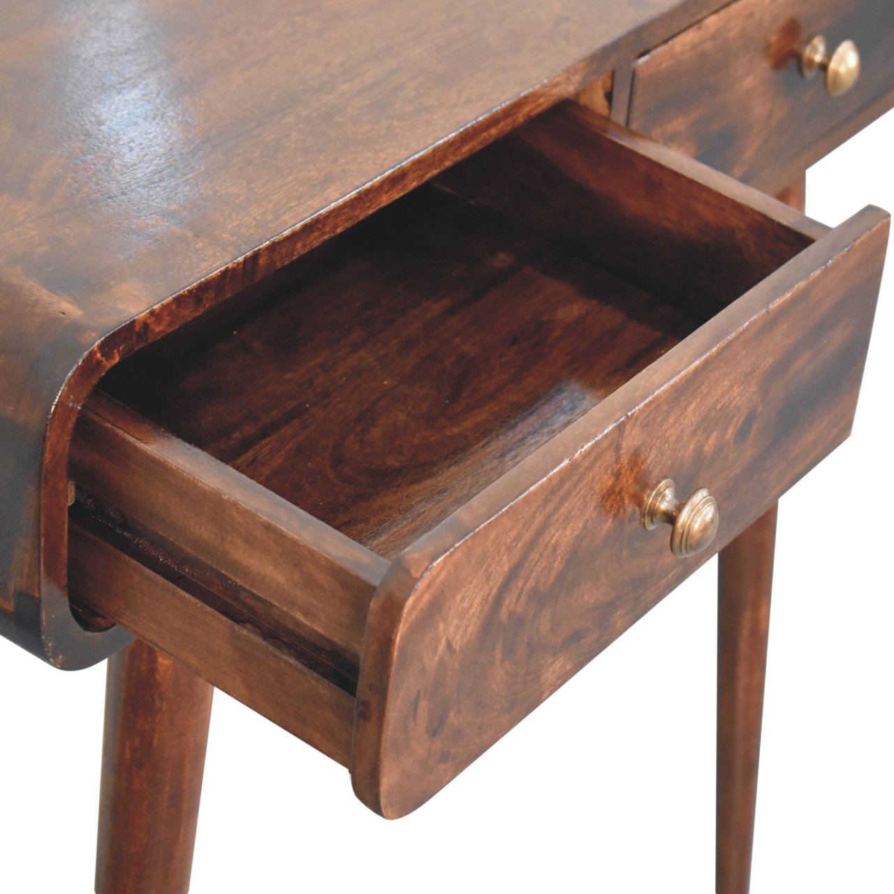 Walnut Curved Hallway Table - 2 Drawers From Solid Wood