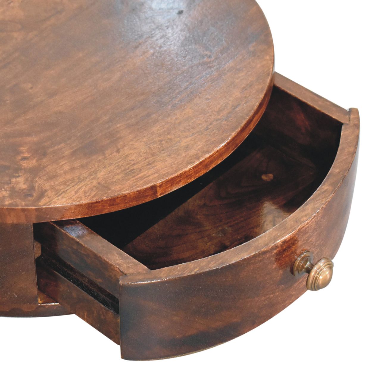 California Walnut Wall Mounted Rounded Bedside with 1 drawer