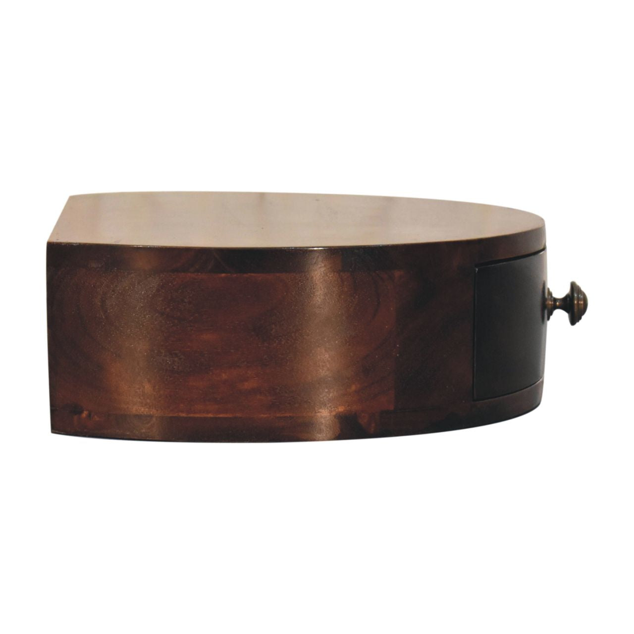 California Walnut Wall Mounted Rounded Bedside with 1 drawer