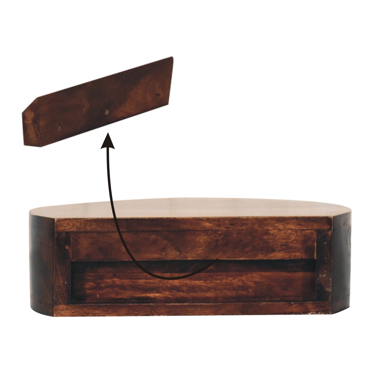 California Walnut Wall Mounted Rounded Bedside with 1 drawer