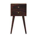 Mini 2 Drawer California Walnut Bedside - Solid Wood - 57cm