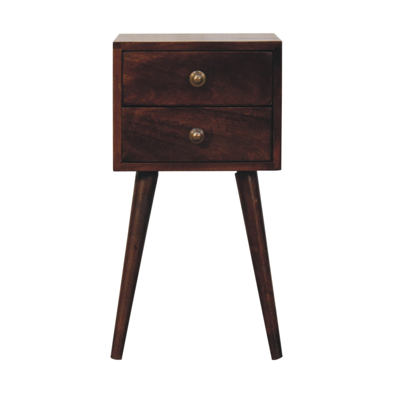 Mini 2 Drawer California Walnut Bedside - Solid Wood - 57cm
