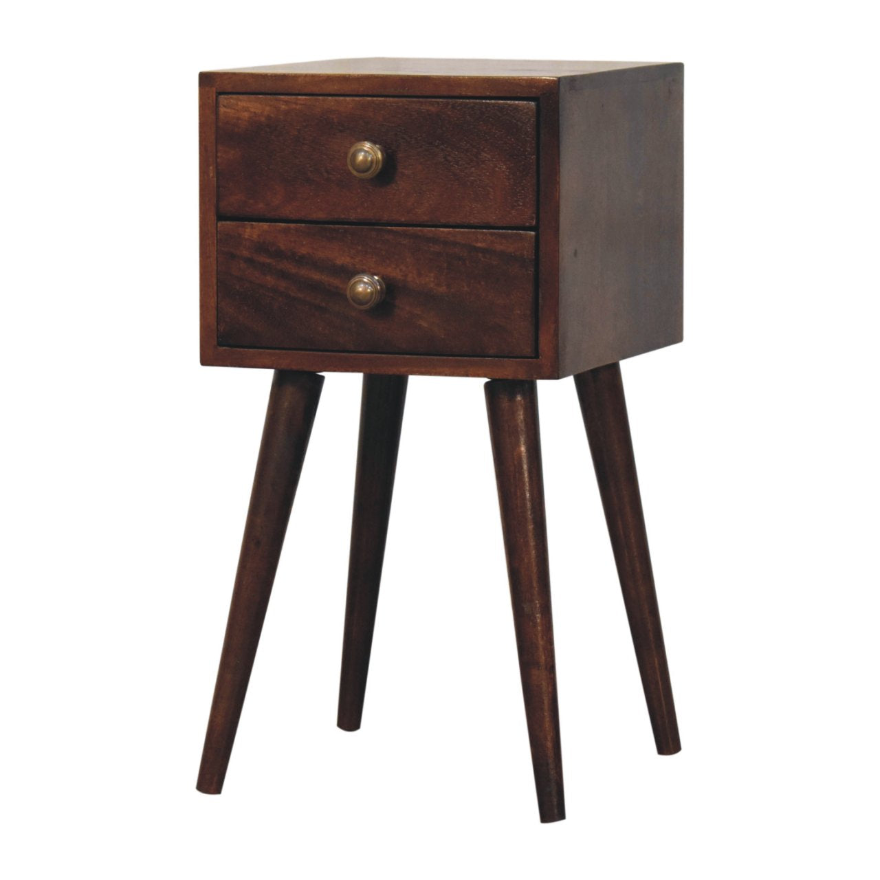 Mini 2 Drawer California Walnut Bedside - Solid Wood - 57cm