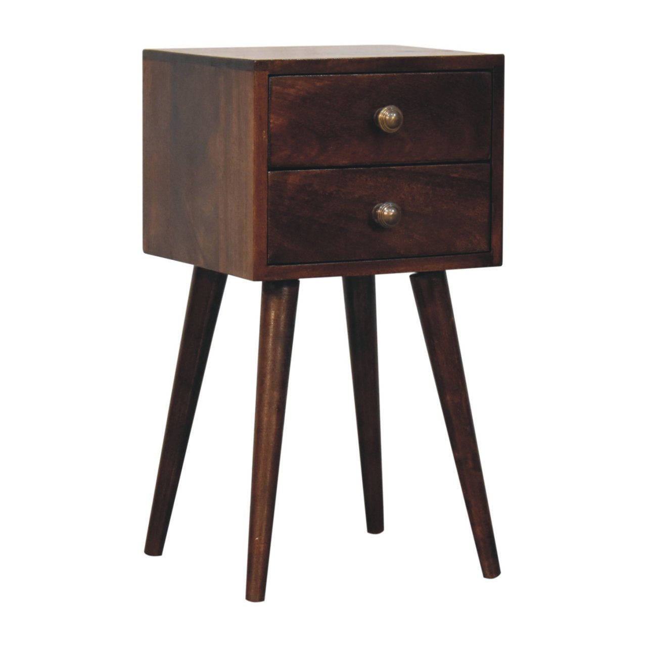 Mini 2 Drawer California Walnut Bedside - Solid Wood - 57cm