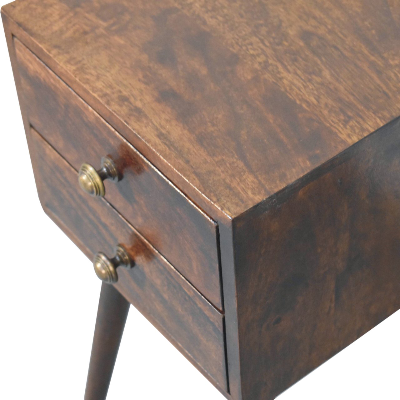 Mini 2 Drawer California Walnut Bedside - Solid Wood - 57cm