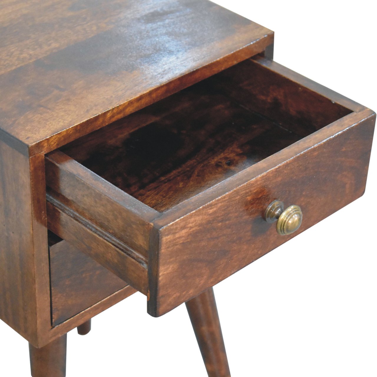 Mini 2 Drawer California Walnut Bedside - Solid Wood - 57cm