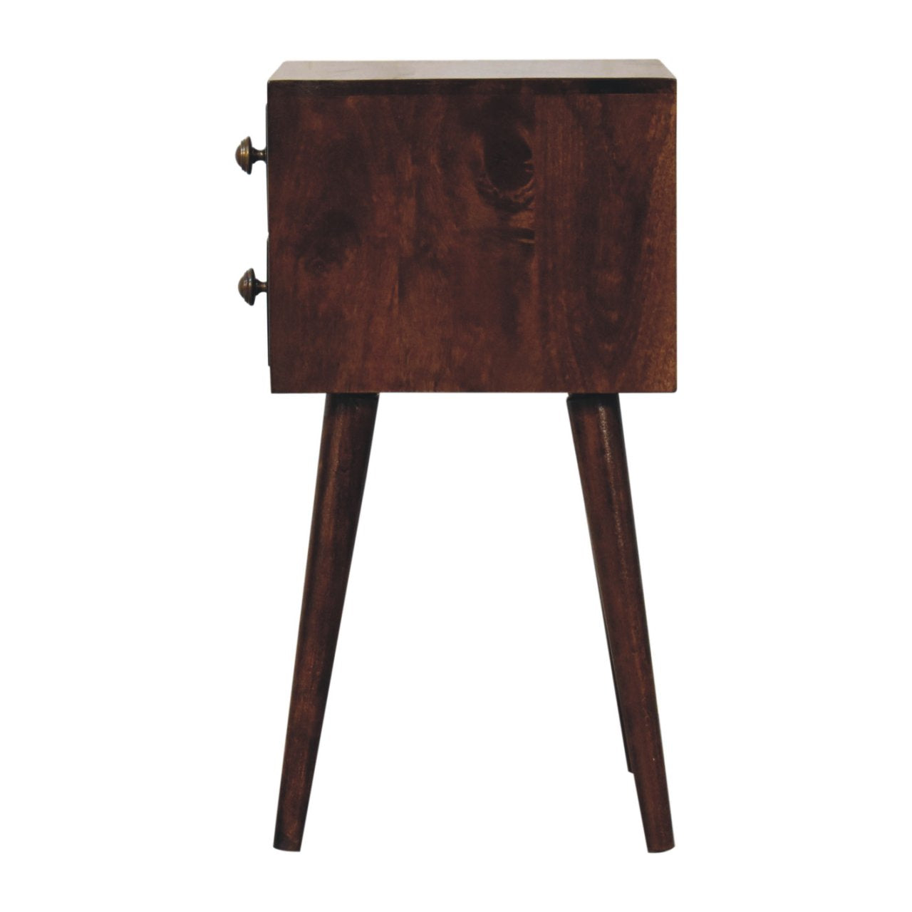 Mini 2 Drawer California Walnut Bedside - Solid Wood - 57cm