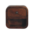 Extra Mini Curved Chestnut Bedside with Open Slot and drawer