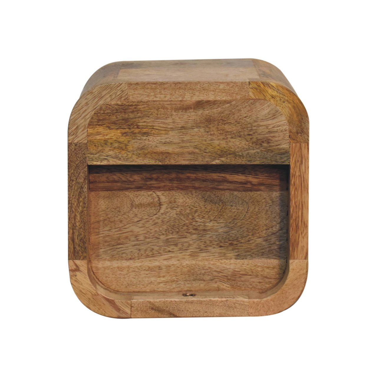 Extra Mini Curved Oak-ish Bedside with Open Slot - 1 Drawer and Shelf