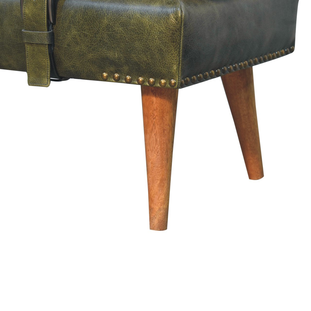 Handmade Solid Wood Bouclé Buffalo Leather Bench - Premium Upholstered