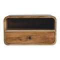 Large  Curve Upper Slot Floating Bedside - 1 Drawer and Shelf Wall Mounted Nightstand, Solid Wood