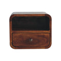 Extra Mini Wall Mounted Curved Chestnut Bedside - 1 Drawer And Shelf