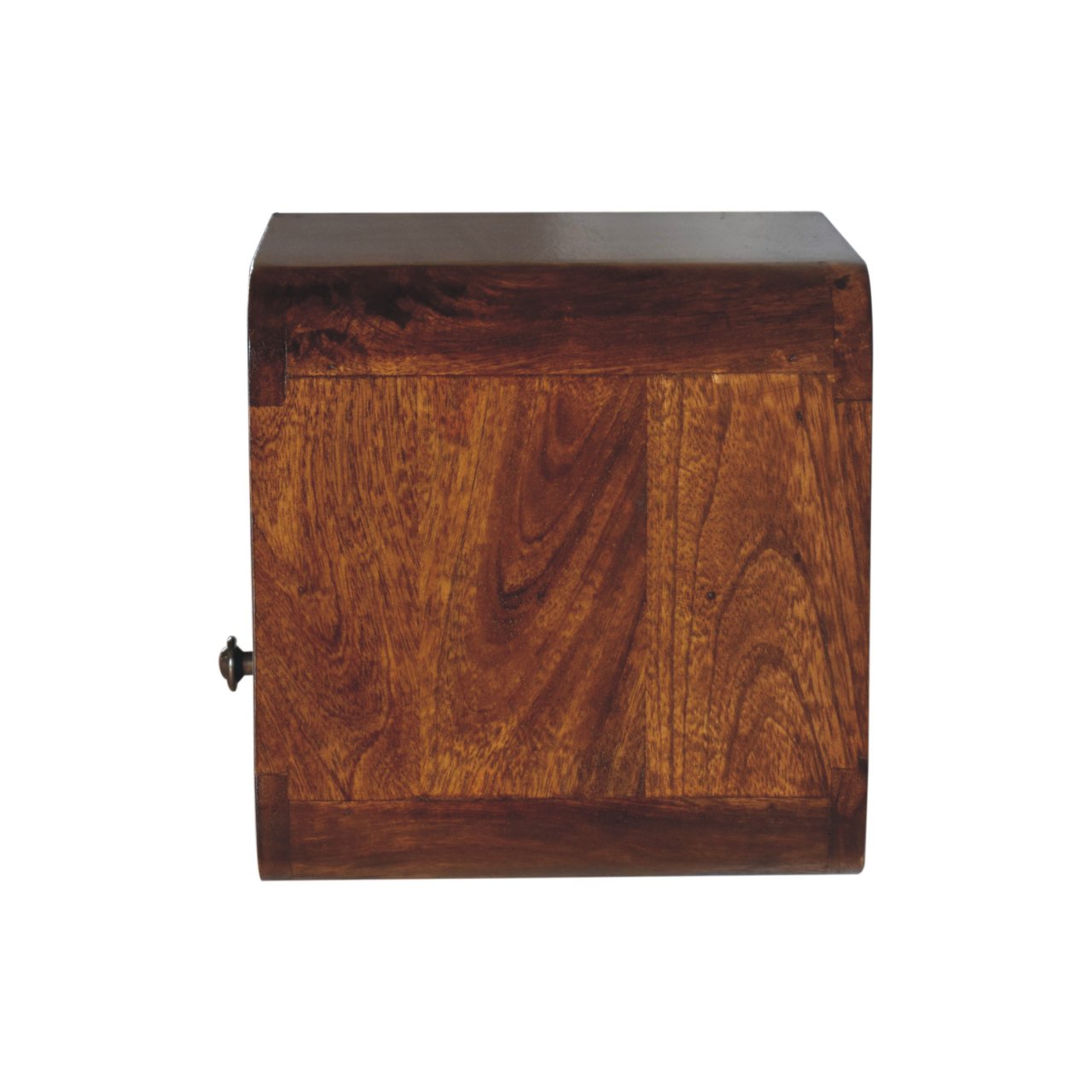 Extra Mini Wall Mounted Curved Chestnut Bedside - 1 Drawer And Shelf