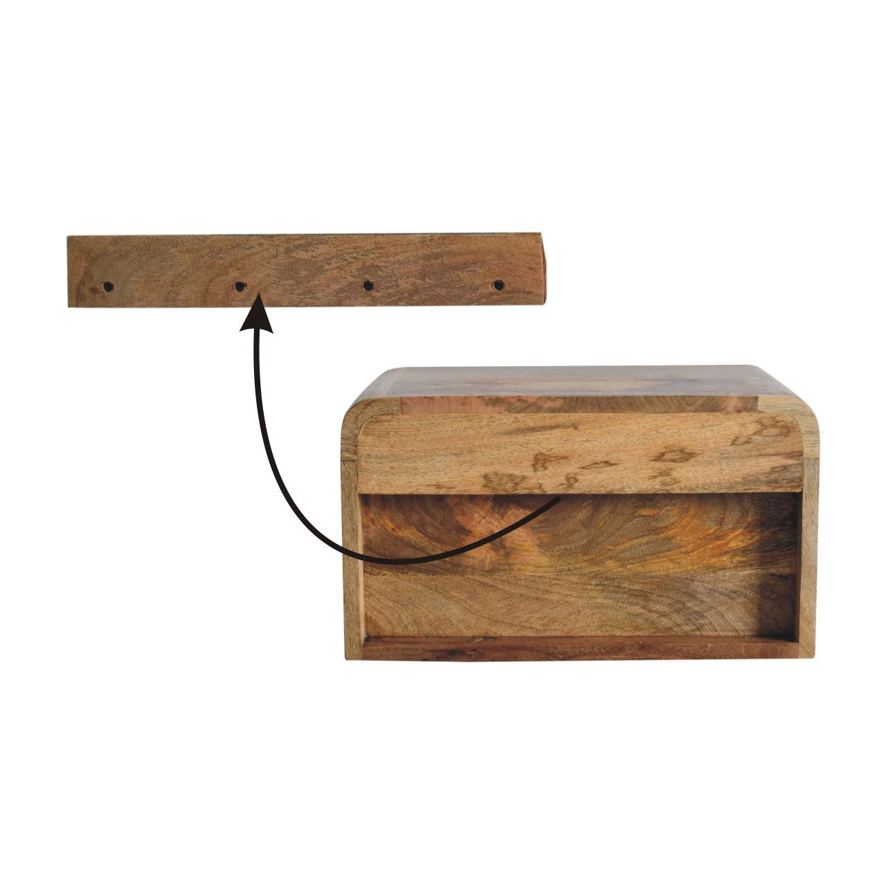 Chunky Oak-ish Floating Bedside - 1 Drawer and Shelf