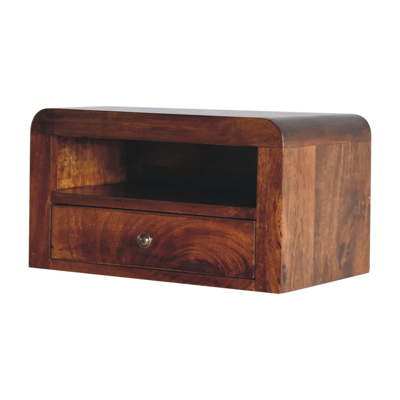Chunky Chestnut 1 Drawer Wall Mounted Nightstand - 1 Drawer and Shelf