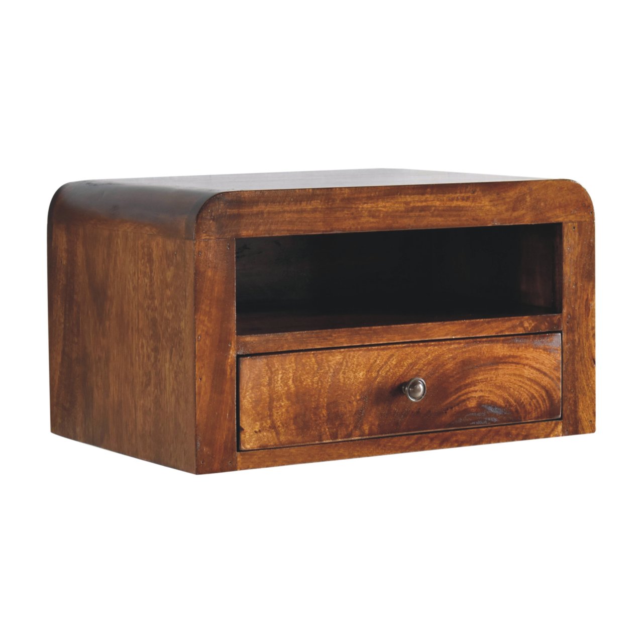 Chunky Chestnut 1 Drawer Wall Mounted Nightstand - 1 Drawer and Shelf